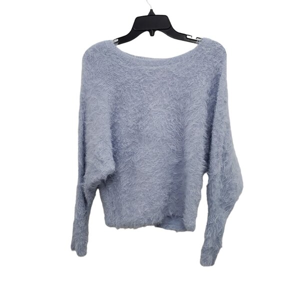 Jessica Simpson Sweaters - Jessica Simpson Baby Blue Faux Fur Dolman Sleeve Fuzzy Knit Sweater Size XS